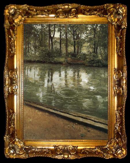 framed  Gustave Caillebotte Riverside through the rain, ta009-2